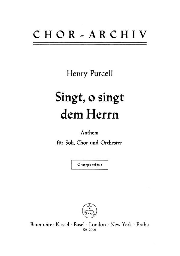 Singt o singt dem Herrn&nbsp;&nbsp;für gem Chor und Streicher&nbsp;&nbsp;Chorpartitur
