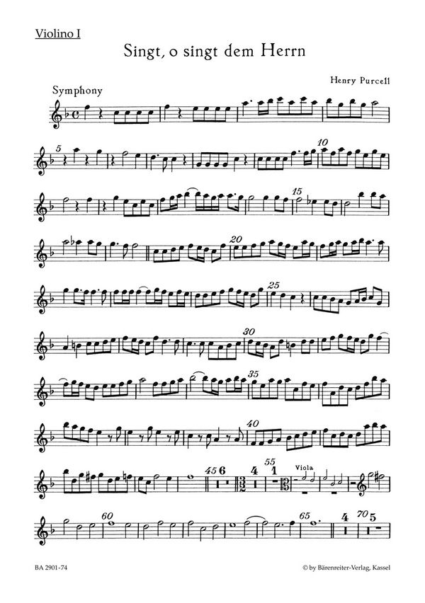 Singt o singt dem Herrn&nbsp;&nbsp;für gem Chor und Streicher&nbsp;&nbsp;Violine 1