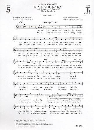 Ascot Gavotte&nbsp;&nbsp;für Männerchor und Klavier&nbsp;&nbsp;Tenor 1