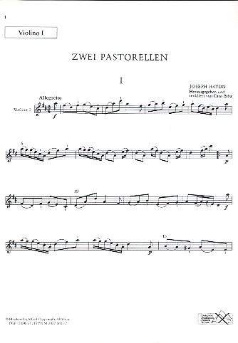 2 Pastorellen  für Sopran und Streichinstrumente  Violine 1