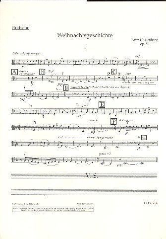 Weihnachtsgeschichte op. 54&nbsp;&nbsp;für gemischten Chor (SATB) mit Soli (STB) und Streichorchester, Flöte &nbsp;&nbsp;Einzelstimme - Viola