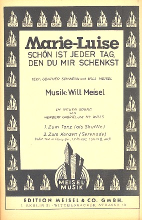 Marie-Luise&nbsp;&nbsp;für Salonorchester&nbsp;&nbsp;Piano-Direktion und Stimmen