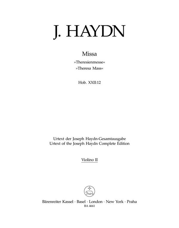 Missa B-Dur Hob.XXII:12&nbsp;&nbsp;für Soli, Chor und Orchester&nbsp;&nbsp;Violine 2