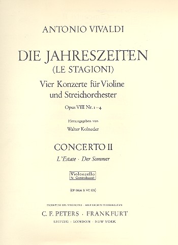 Konzert g-Moll RV315 op.8,2 'Der Sommer'&nbsp;&nbsp;für Violine und Streicher&nbsp;&nbsp;Cello / Bass