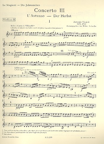 Konzert F-Dur RV293 op.8,3 'Der Herbst'&nbsp;&nbsp;für Violine und Streicher&nbsp;&nbsp;Violine 2