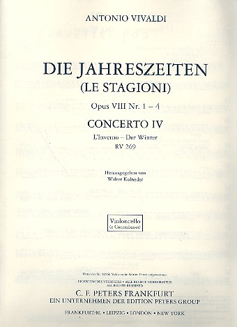 Konzert f-Moll op.8,4 RV297, PV442, F I:25 'Der Winter'&nbsp;&nbsp;für Violine, Streichorchester und Bc&nbsp;&nbsp;Cello / Bass
