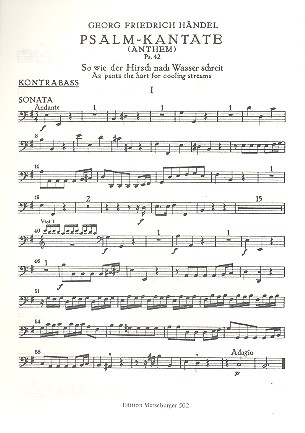 So wie der Hirsch nach Wasser schreit&nbsp;&nbsp;für Soli (STB), Chor und Orchester&nbsp;&nbsp;(1. Fassung),    Kontrabass