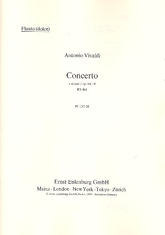 Konzert c-Moll R 441/P 440/F VI:11&nbsp;&nbsp;für Blockflöte und Streichorchester&nbsp;&nbsp;Blockflöte solo