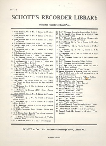 Sonata in F Major op.1,2  for 2 treble recorders  score