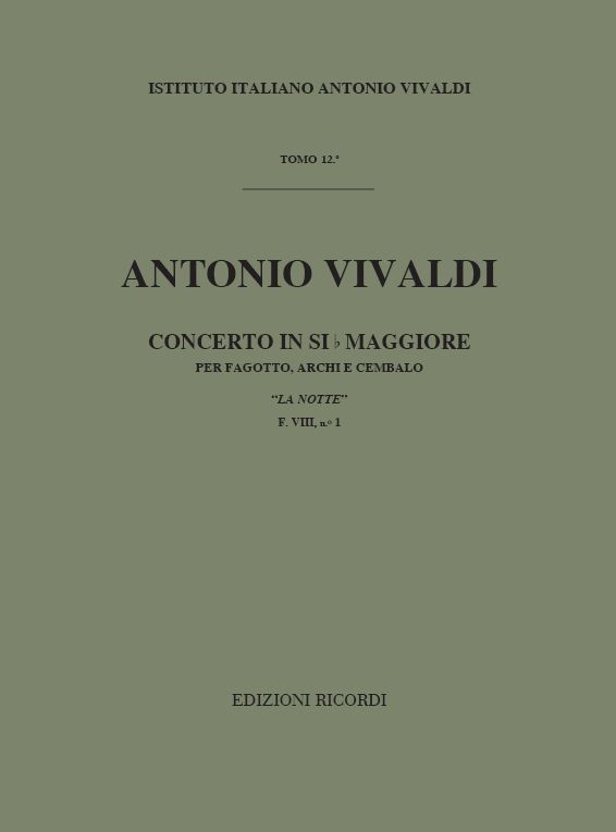 Concerto si bemol maggiore RV501&nbsp;&nbsp;per fagotto e orchestra d'archi&nbsp;&nbsp;partitura
