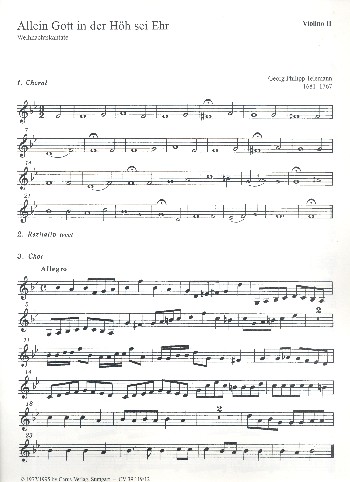 Allein Gott in der Höh sei Ehr&nbsp;&nbsp;für Bariton solo, gem Chor und&nbsp;&nbsp;Streicher,  Violine 2