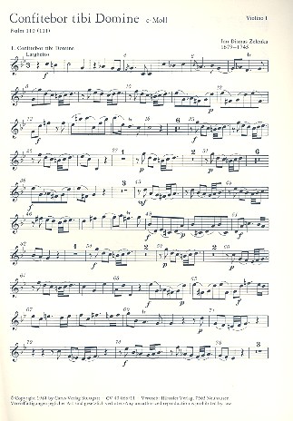 Confitebor tibi domine&nbsp;&nbsp;Psalm 110 für Bass, 2 Violinen un Bc&nbsp;&nbsp;Violine 1
