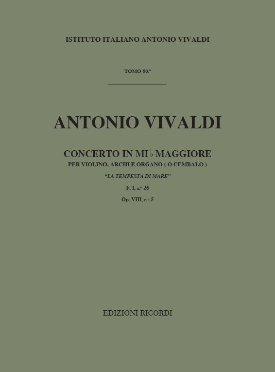 Concerto mi bemol maggiore op.8,5&nbsp;&nbsp;F.I:26 per violino, archi e organo&nbsp;&nbsp;partitura