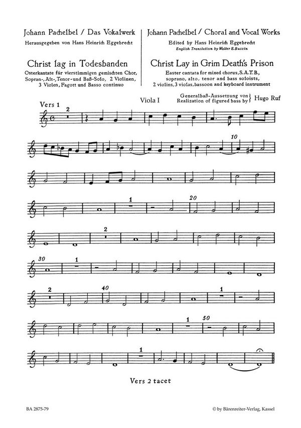 CHRIST LAG IN TODESBANDEN FUER&nbsp;&nbsp;SATB SOLI, SATB CHOR UND INSTRUMEN-&nbsp;&nbsp;TE            VIOLA 1 (VIOLINE 3)