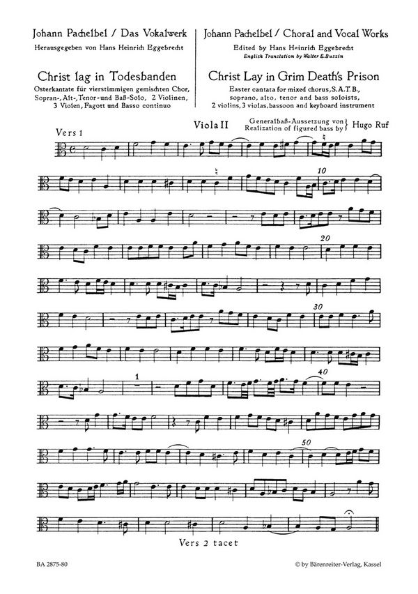 CHRIST LAG IN TODESBANDEN FUER&nbsp;&nbsp;SATB SOLI, SATB CHOR UND INSTRUMEN-&nbsp;&nbsp;TE                 VIOLA 2