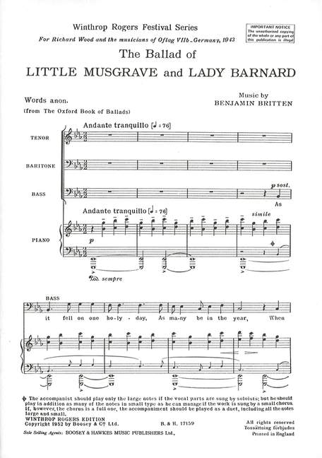 The Ballad of little Musgrave and Lady Barnard&nbsp;&nbsp;for male choir and piano&nbsp;&nbsp;score (en)