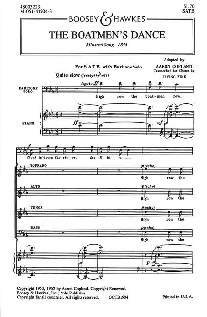 Old American Songs I&nbsp;&nbsp;für Bariton und gemischter Chor (SATB) a cappella&nbsp;&nbsp;Chorpartitur