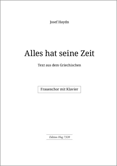Alles hat seine Zeit  für Frauenchor (SSAA) und Klavier  Partitur