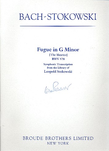 Fugue g minor BWV578 (The Shorter)&nbsp;&nbsp;for orchestra&nbsp;&nbsp;score