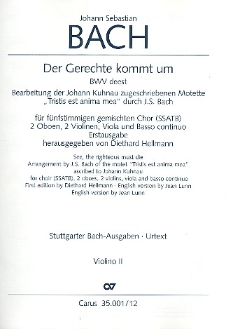Der Gerechte kommt um für ssatb&nbsp;&nbsp;Chor und Orchester, bwv deest&nbsp;&nbsp;Violine 2