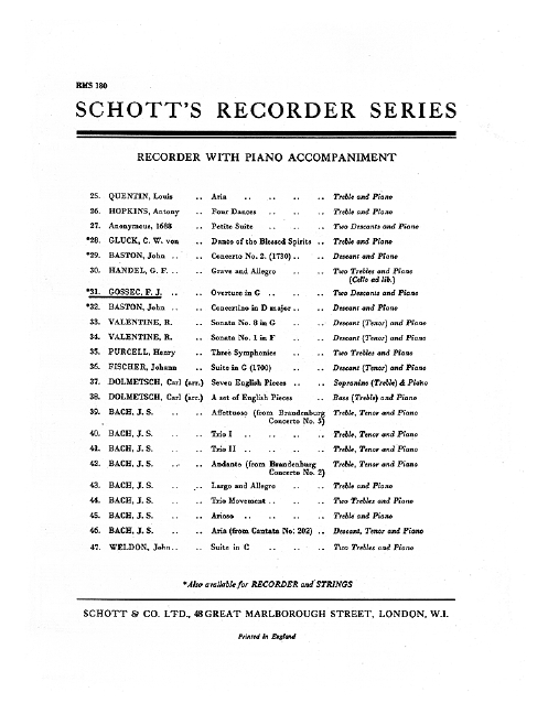 Overture in G  for 2 descant recorders and piano  
