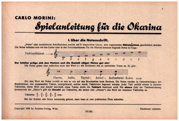 Spielanleitung&nbsp;&nbsp;für die Okarina&nbsp;&nbsp;