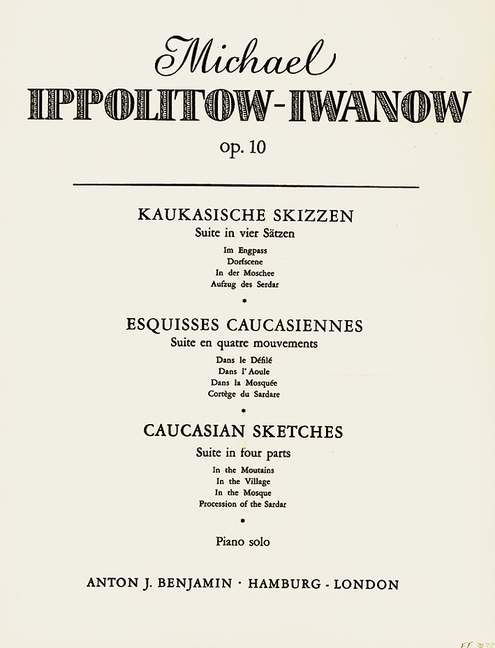 Kaukasische Skizzen op.10&nbsp;&nbsp;für Klavier&nbsp;&nbsp;