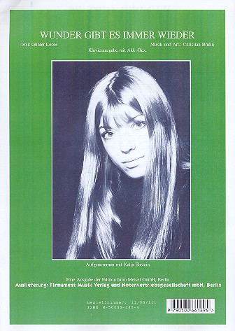 Wunder gibt es immer wieder&nbsp;&nbsp;für Gesang und Klavier&nbsp;&nbsp;Einzelausgabe