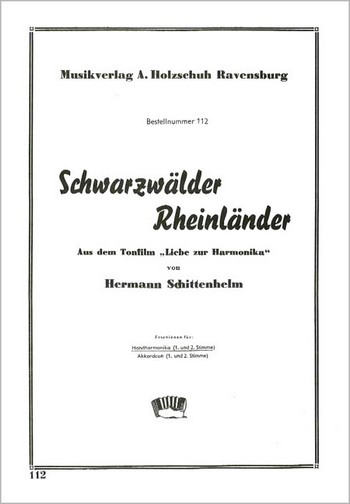 SCHWARZWAELDER RHEINLAENDER FUER  HANDHARMONIKA (MIT 2. STIMME)  