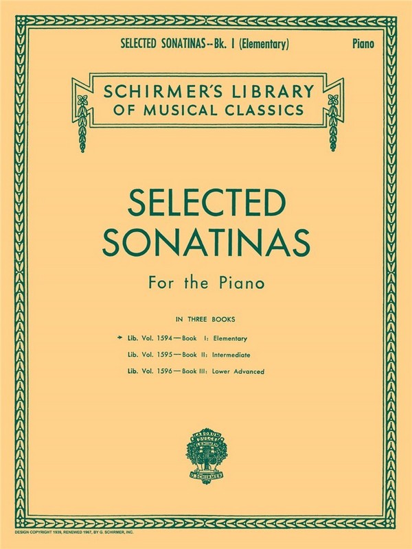 SELECTED SONATINAS VOL.1 FOR PIANO&nbsp;&nbsp;(ELEMENTARY)&nbsp;&nbsp;