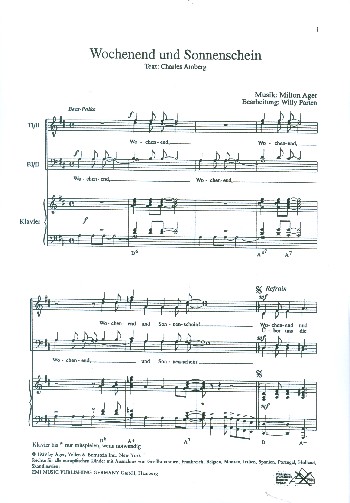 Wochenend und Sonnenschein&nbsp;&nbsp;für Männerchor und Klavier&nbsp;&nbsp;Klavierpartitur