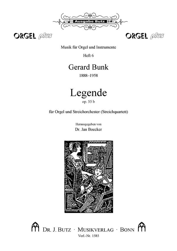 Legende op.55b  für Orgel und Streichorchester (Streichquartett)  Partitur
