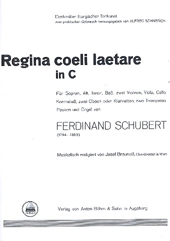 Regina coeli laetare C-Dur&nbsp;&nbsp;für gem Chor, Orchester und Orgel&nbsp;&nbsp;Orgelauszug