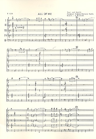 All of Me&nbsp;&nbsp;für 4 Gitarren und Bass&nbsp;&nbsp;Partitur und Stimmen