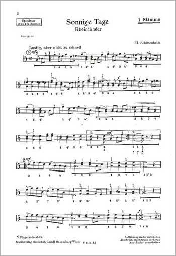 Sonnige Tage Rheinländer für  Akkordeon (mit 2. Stimme)  