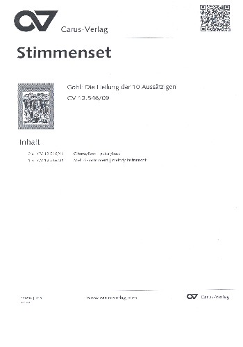 Die Heilung der zehn Aussätzigen&nbsp;&nbsp;Adventliches Singspiel für Kinderchor&nbsp;&nbsp;Einzelstimmen und Instrumente,   Stimmenset