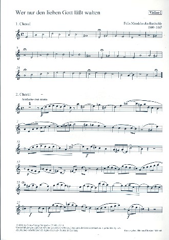Wer nur den lieben Gott lässt walten&nbsp;&nbsp;für Sopran, gem Chor und Streicher&nbsp;&nbsp;Violine 1
