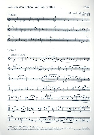 Wer nur den lieben Gott lässt walten&nbsp;&nbsp;für Sopran, gem Chor und Streicher&nbsp;&nbsp;Viola