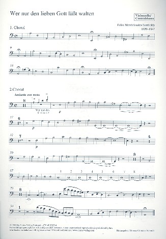 Wer nur den lieben Gott lässt walten&nbsp;&nbsp;für Sopran, gem Chor und Streicher&nbsp;&nbsp;Violoncello/Kontrabass