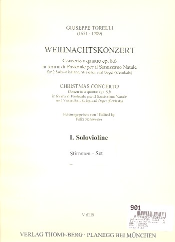 Weihnachtskonzert op.8,6  für 2 Violinen, Streicher und Orgel  Stimmensatz (Soli-3-3-2-3)