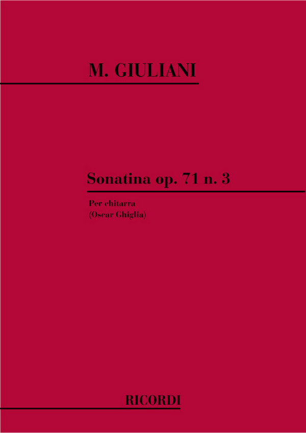 SONATINA OP.71,3 PER CHITARRA&nbsp;&nbsp;GHIGLIA, OSCAR, ARR.&nbsp;&nbsp;