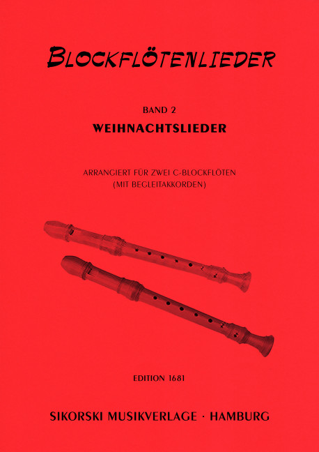 Weihnachtslieder für 2 Sopranblockflöten&nbsp;&nbsp;mit Begleitakkorden,  Apielpartitur&nbsp;&nbsp;