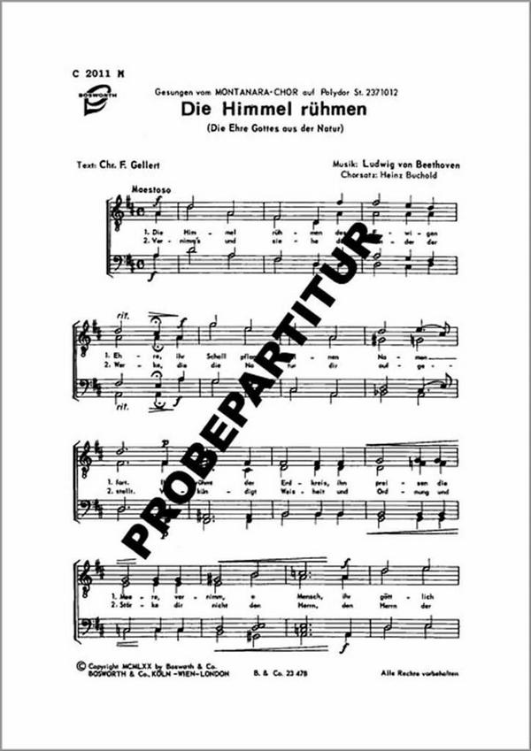 Die Himmel rühmen&nbsp;&nbsp;für Männerchor a cappella&nbsp;&nbsp;Partitur