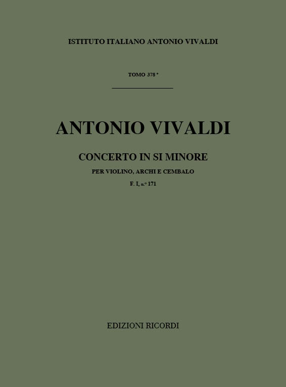 CONCERTO SI MINORE F.I:171&nbsp;&nbsp;PER VIOLINO, ARCHI E BC,  PARTITURA&nbsp;&nbsp;MAILIPIERO, GIAN FRANCESCO, ED