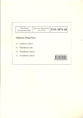 Magnificat&nbsp;&nbsp;für Soli, gem Chor und Orchester&nbsp;&nbsp;Harmoniestimmen