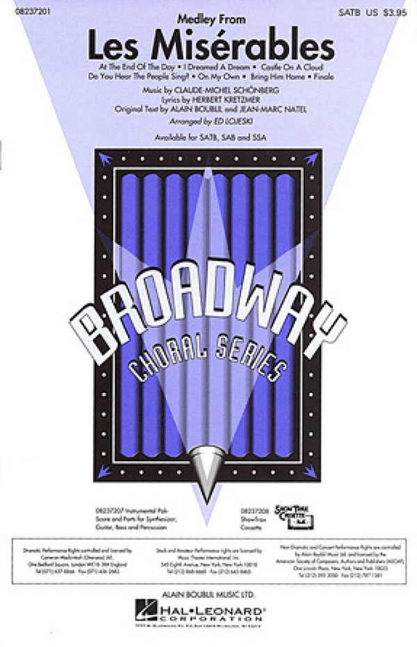 Les Miserables  Medley for mixed chorus and piano  score