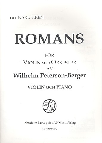 Romans foer violin med orkester  foer violin och piano  