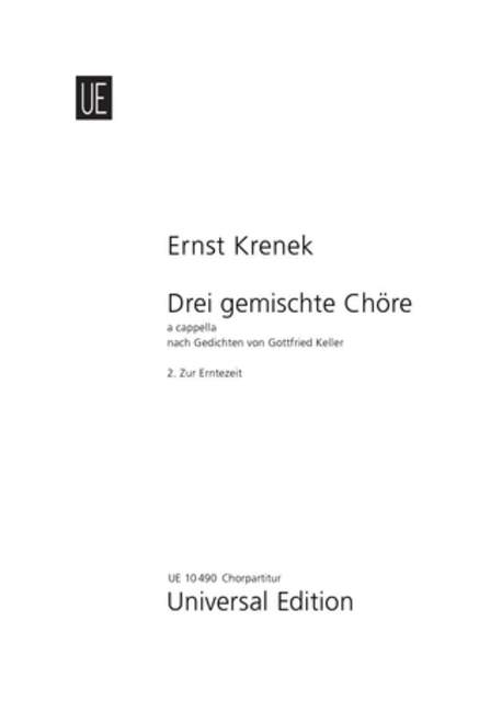 ZUR ERNTEZEIT FUER GEM CHOR A CAPPELLA  CHORPARTITUR  KELLER, GOTTFRIED, TEXT