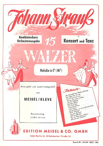 15 Walzer für Konzert und Tanz  für Salonorchester  Melodie in Es