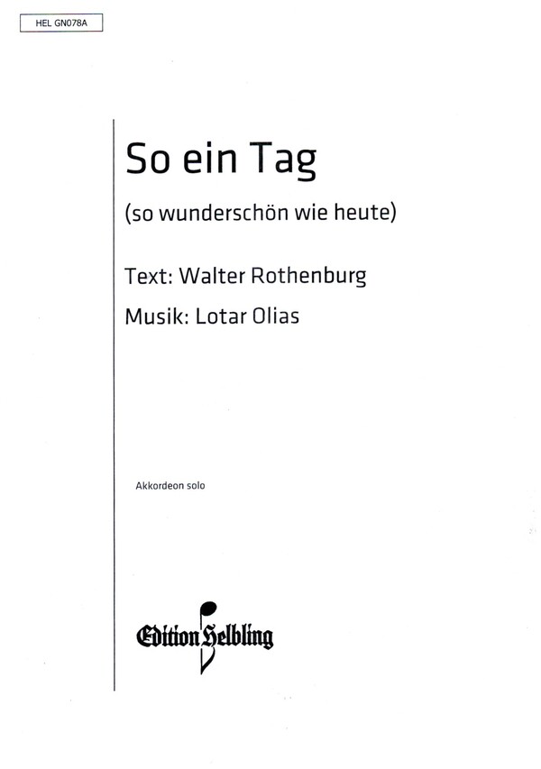 So ein Tag Foxtrot für Akkordeon mit  überlegter B-Stimme   
